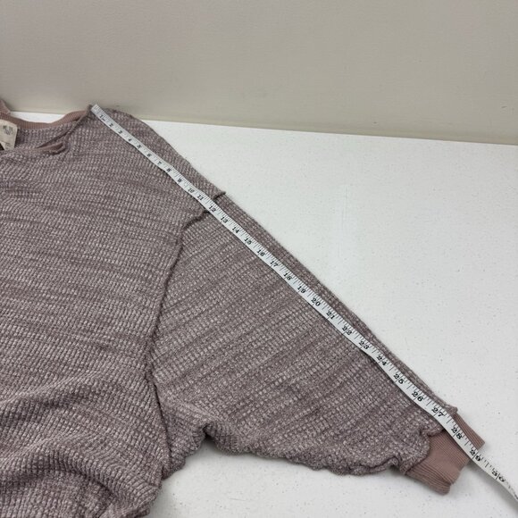 Free People We The Free XS Long Sleeve Waffle Knit Pullover Oversized Dolman Slv - Picture 8 of 9